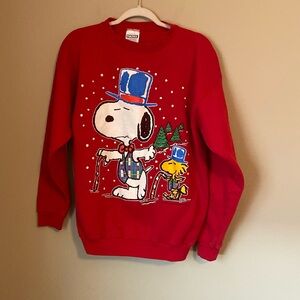 Vintage Peanuts Snoopy Holiday Christmas Sweatshirt Red X-Large